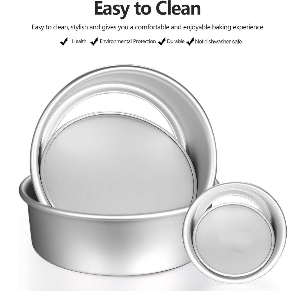 2-12INCH Aluminum Round Baking Mold Nonstick Chiffon Cake Pans Removable Bottom Oven Baking Tray Bakeware Pastry Bakery Tools