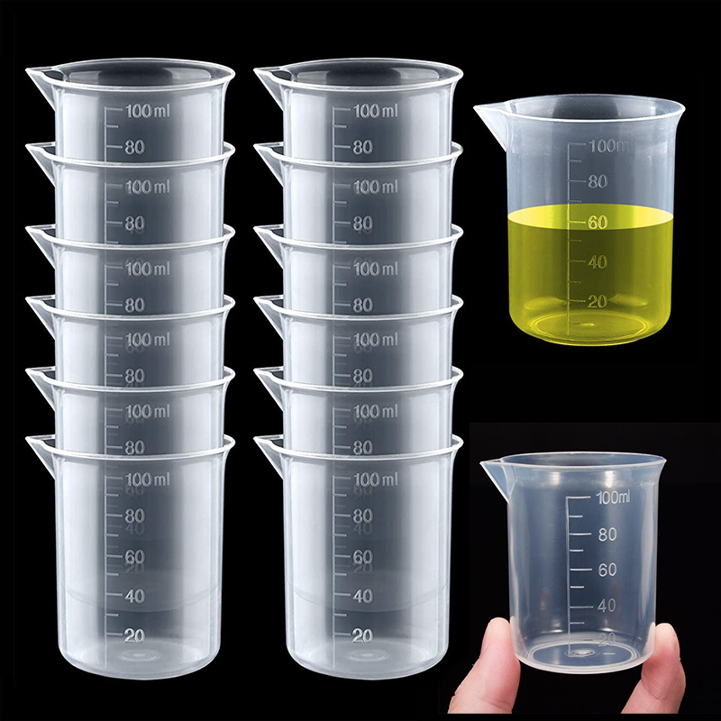 100 ML 10Pcs Kunststoff Absolvierte Messbecher Flüssigkeit Container Epoxy Harz Silikon, Der Werkzeug Transparent Mischen Tasse