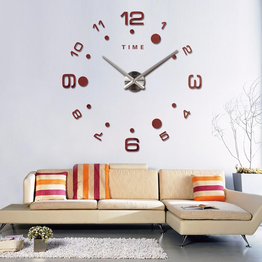 3D DIY Large Wall Clock Arabic Numeral Acrylic Mirror Wall Sticker Mute Oversize Digital Clock Hanging Clocks Time Letter