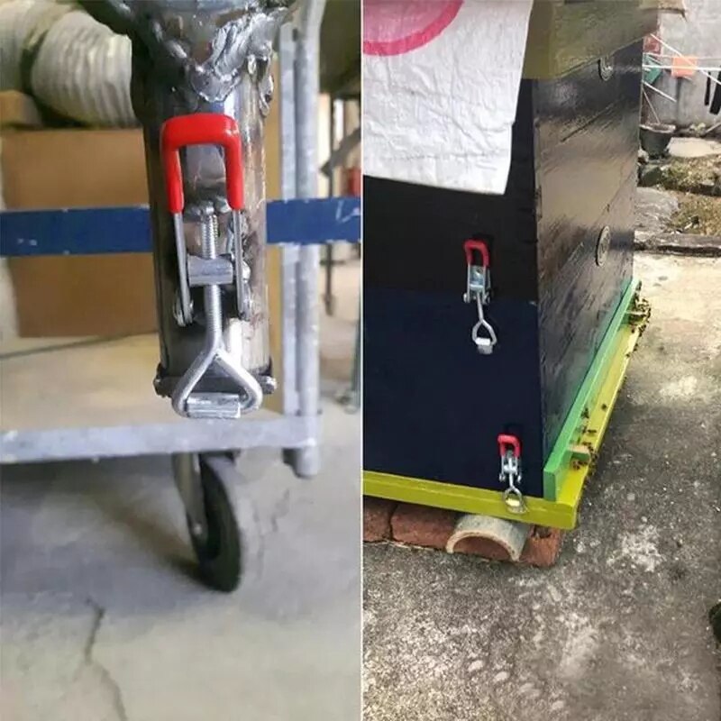 198Lbs 90kg Anti-Slip Push Pull Toggle Clamp Tools / Quick Release Clamp Adjustable Toolbox Case Metal Toggle Latch Catch Clasp