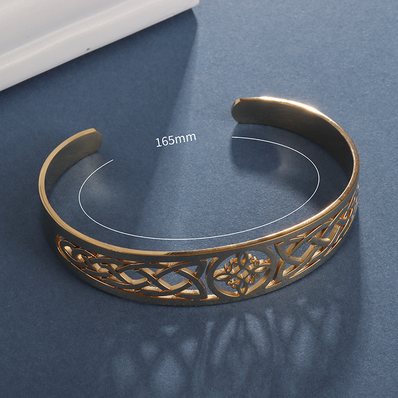 Pulsera con nudo de bruja, brazalete abierto ajustable de acero inoxidable, amuleto de brujería celta, joyería para hombres y mujeres, de cumpleaños: Pistola negra plateada