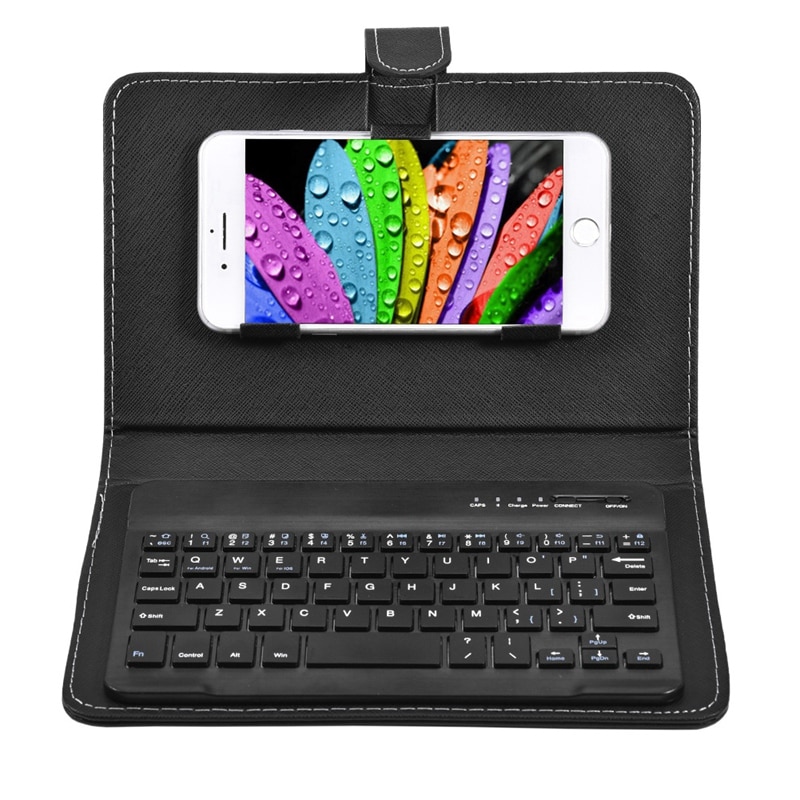 Wireless Bluetooth Keyboard Case Leather Stand Cover for IPhone Android Phones