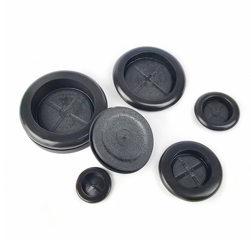 10 stk 15-70mm riller dia sort syntetisk gummi runde pakninger enkelt side ledninger tylle paknings beskytter ringe
