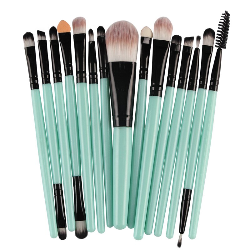 Kit de pinceaux de maquillage multicolores maange 15pc , pour les yeux, le fard à paupières, l'eyeliner, le fond de teint, le correcteur