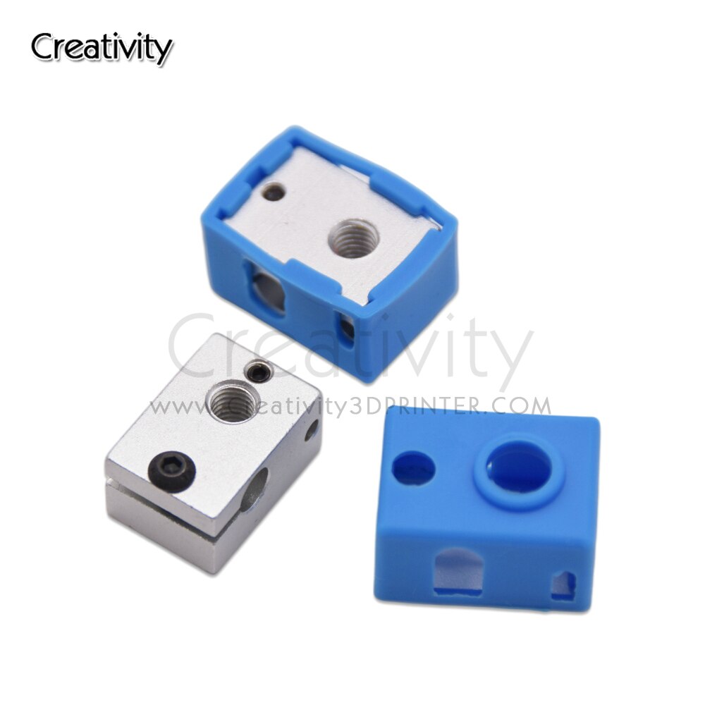 3D Printer E3D V6 Heater Blok Offical Aluminium Blok Met V6 Siliconen Sok Voor V6 PT100 Thermistor J-Head 1.75/3.0 Mm 3D Printer