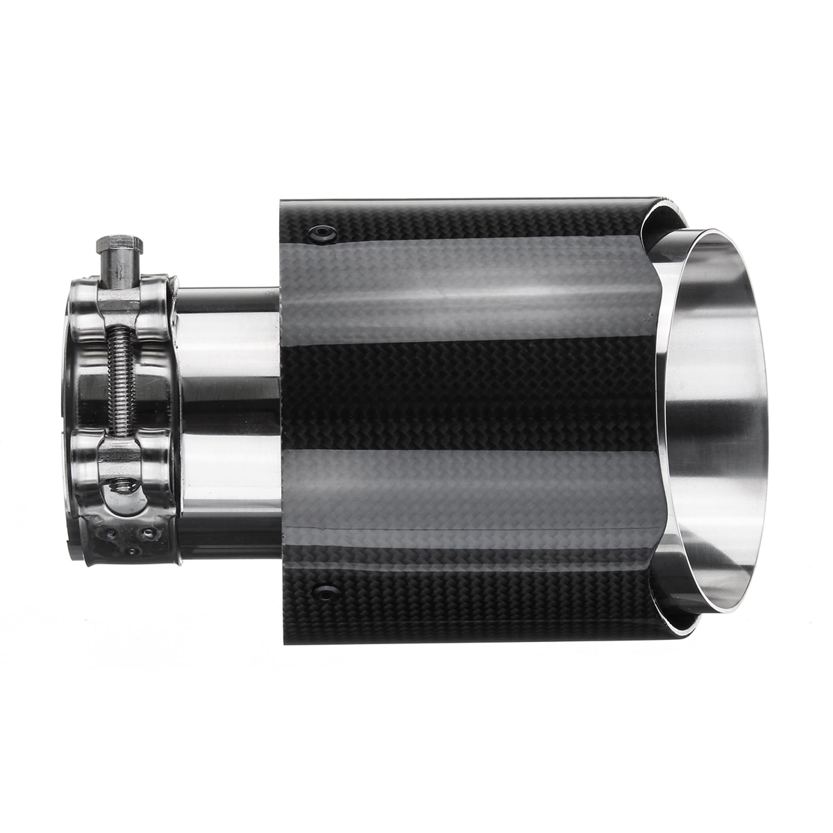 63-101Mm Auto Uitlaat Uitlaatpijpen Glossy Carbon Uitlaat Tip Tail End Universele Rvs Rechte In 63mm Out 101Mm Heldere