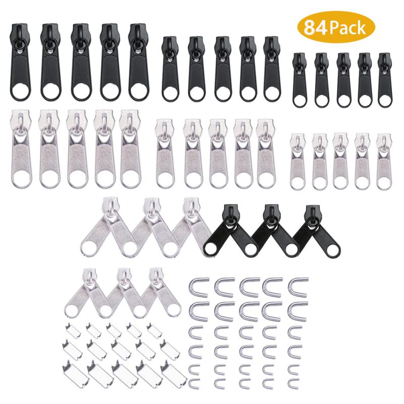 Zipper Repair Kit Replacement Zipper Auxiliary Tool+Installation Tool for Clothes Bags Tents Luggage Sleeping Bag Jacket Outdoor: 84pcs