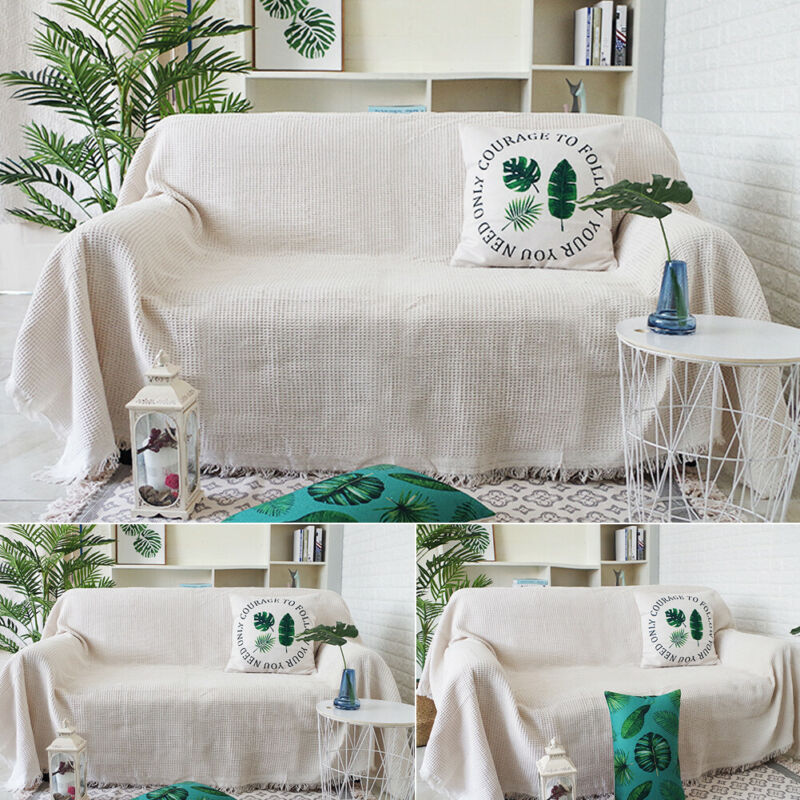 Large Size Sofa Cover Household Solid Cotton Woven Sofa Bed Throw Blanket Function Bedspread Settee Sofa Cover 130x180cm