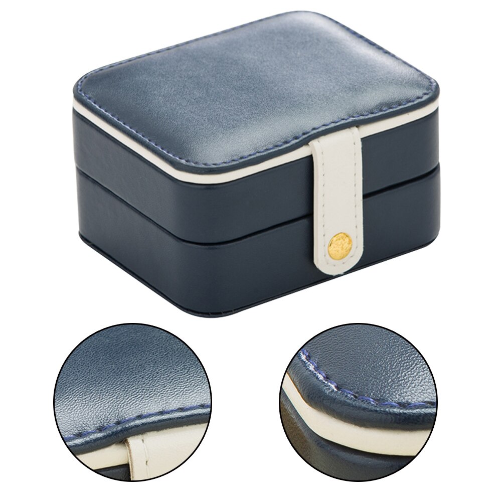 Portable Women Girls Travel Ring Earring Leather Jewelry Box Storage Organizer Box with Mirror Inside Velvet Jewelry Accessories