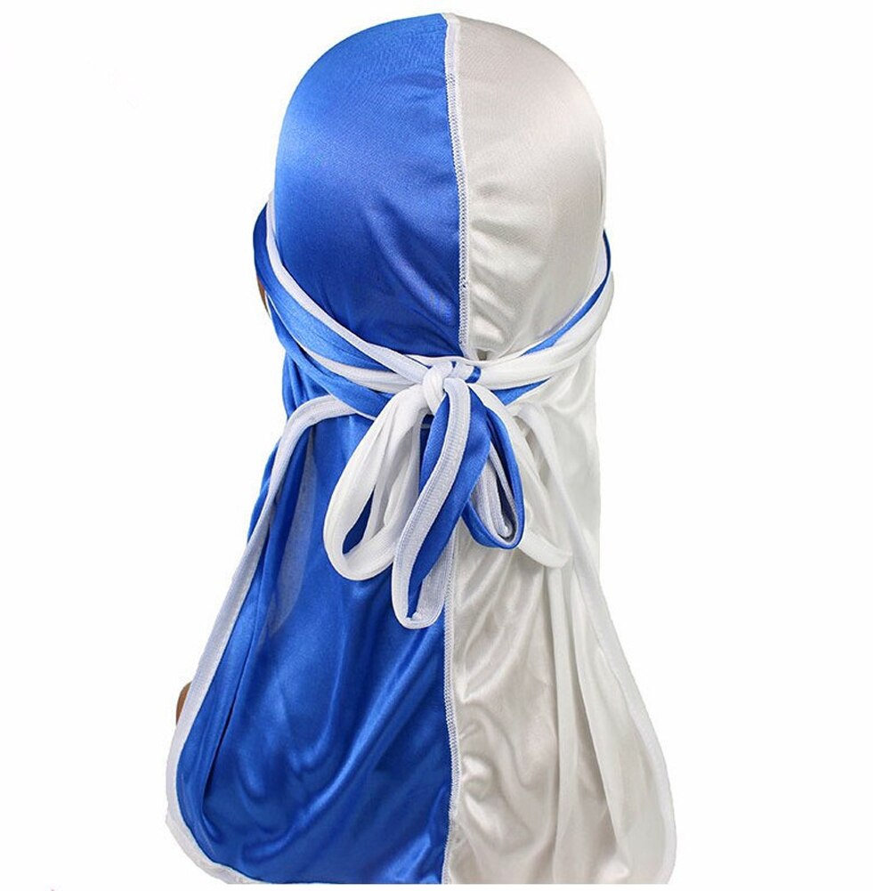 Zijdeachtig Satijn Tulband Unisex Lange Staart Durag Bandana Mode Patchwork Piraat Hoed Mannen Hoofd Sjaal India Hoed Haaraccessoires