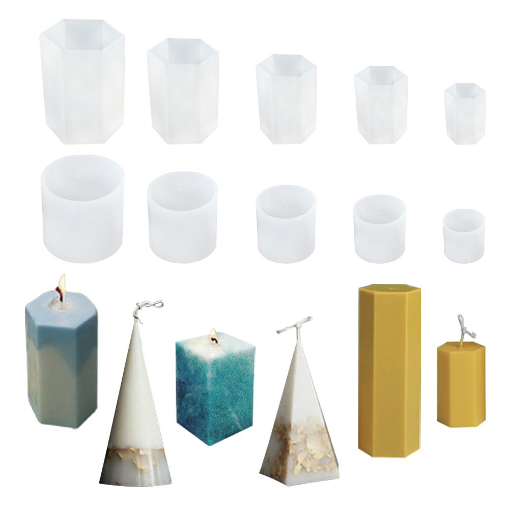 DIY Cylinder Hexagon Silicone Mold Epoxy Resin Candle Mould Aroma Candles Wax Molds Clay Plaster Crafts Casting Mould Home Decor