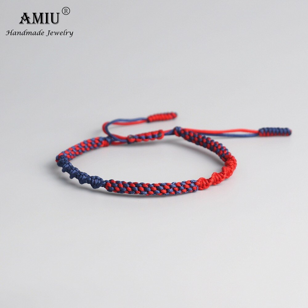 Amiu tibetansk buddhistisk lycka charm tibetanska armband & armband för kvinnor män handgjorda knutar deongare rep önskar armband