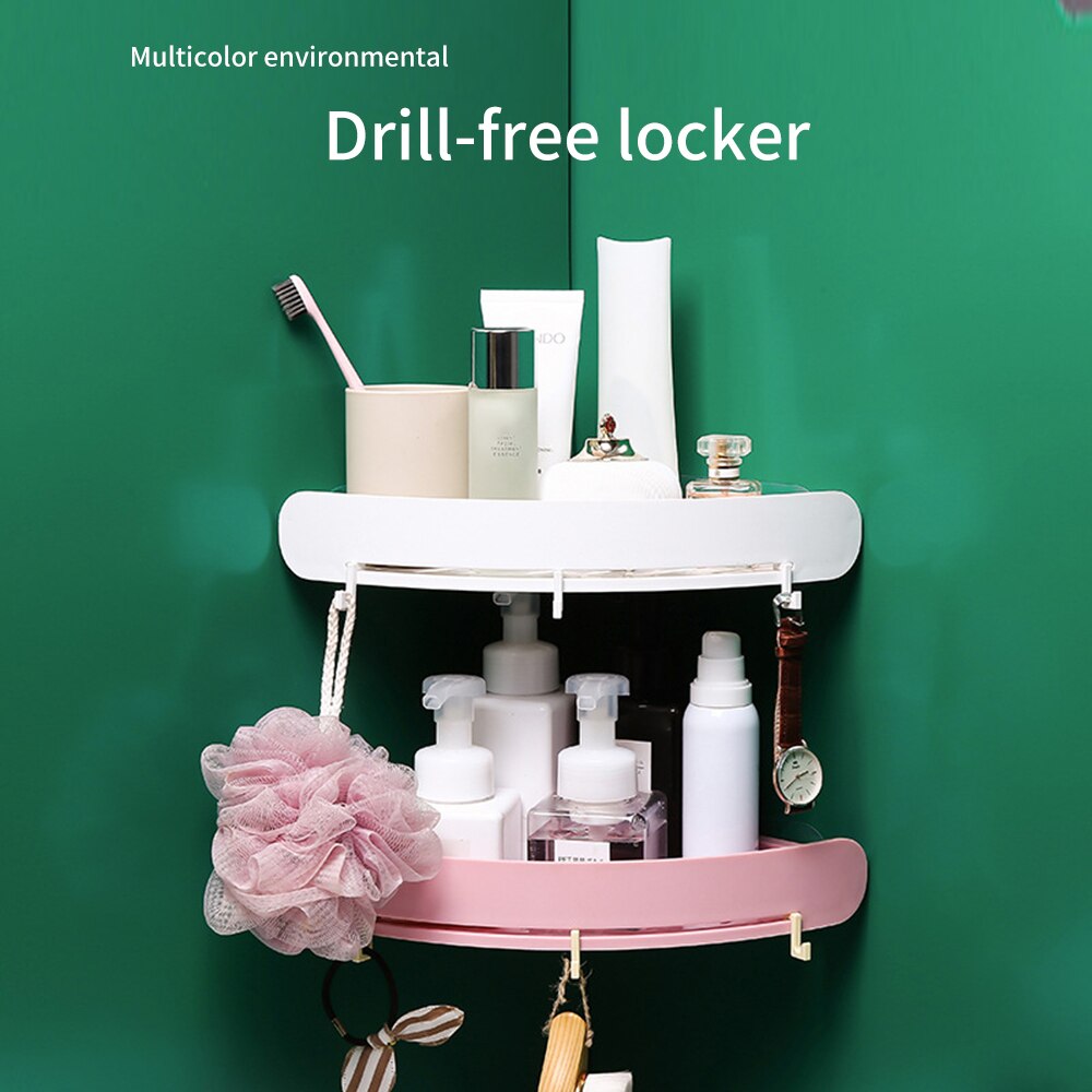 Plast baderomshylle arrangør snap up hjørnehylle caddy baderom hjørnehylle dusj oppbevaring veggholder sjampoholder