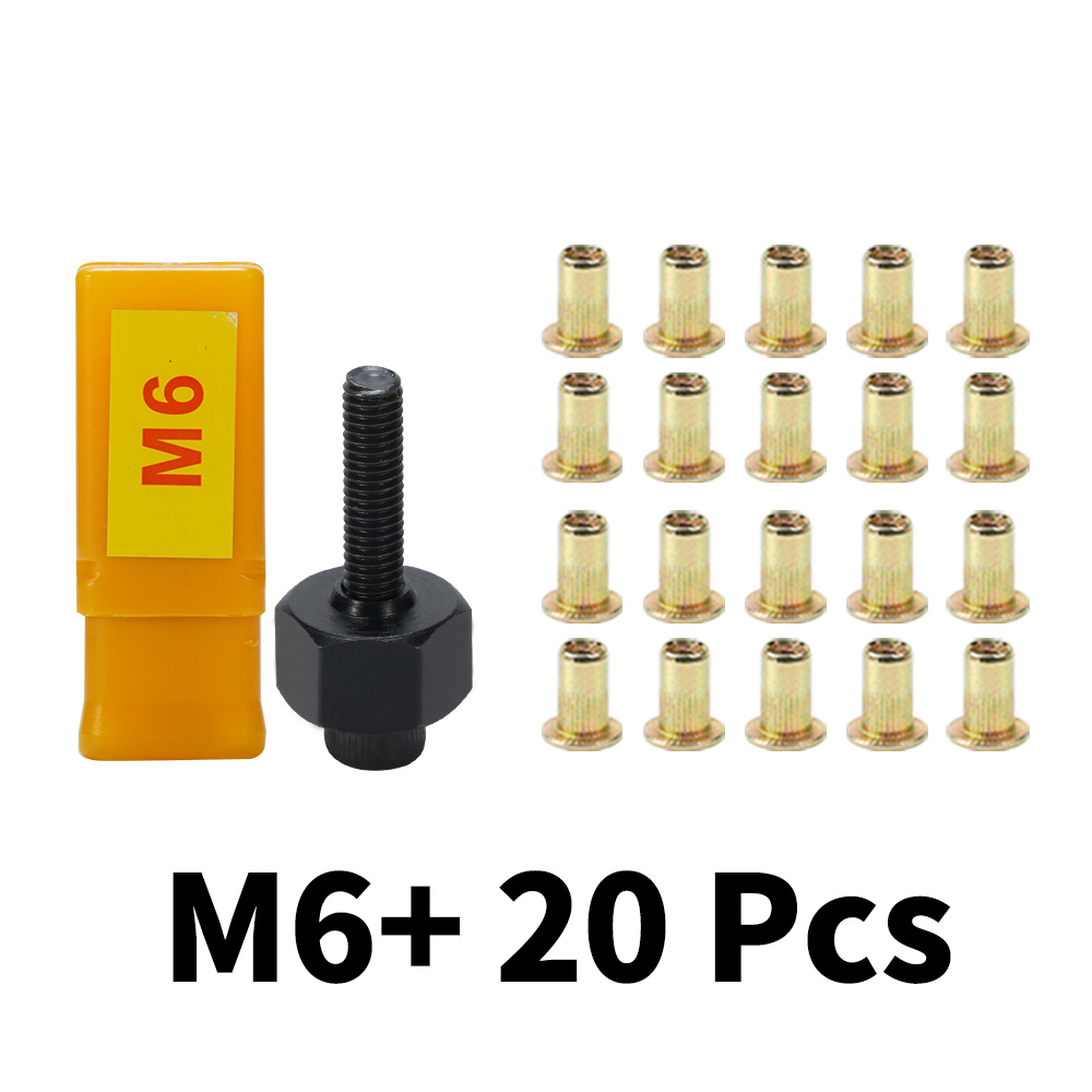 HIFESON Hand Rivet Nut Tool Head Nuts Manual Riveter Rivnut Tool with steel nuts for M3 M4 M5 M6 M8 M10: M6  20Pcs Steel