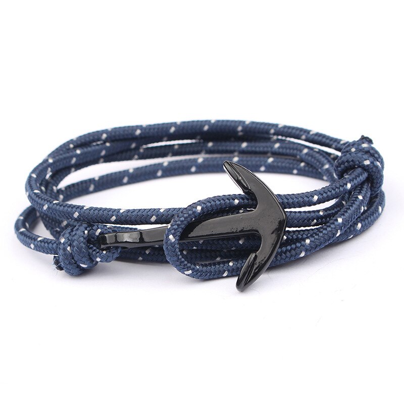 Niuyitid mænd armbånd hånd tilbehør sort anker armbånd dreng charme homme smykker justerbar: A15