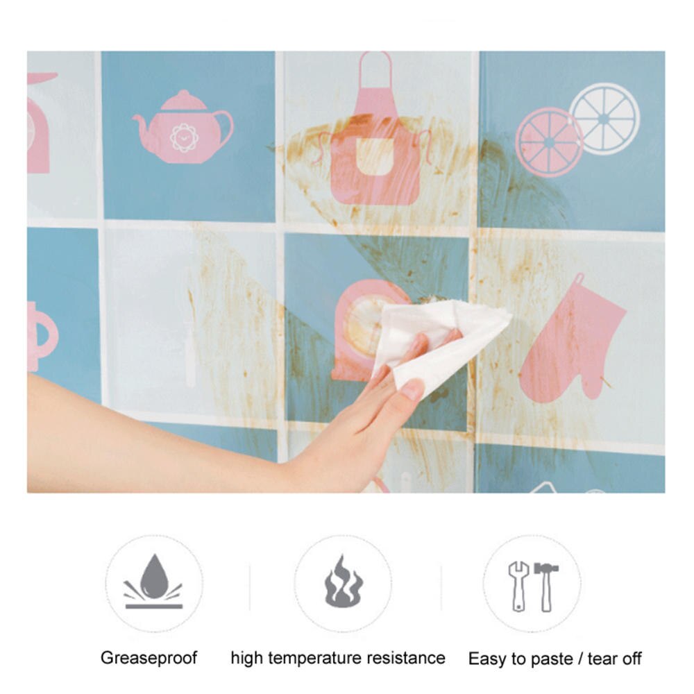 45x75cm Kitchenware Kitchen Oil-proof Wall Stickers Self-adhesive High Temperature Resistant Oil-proof Stickers Home Stove Tile