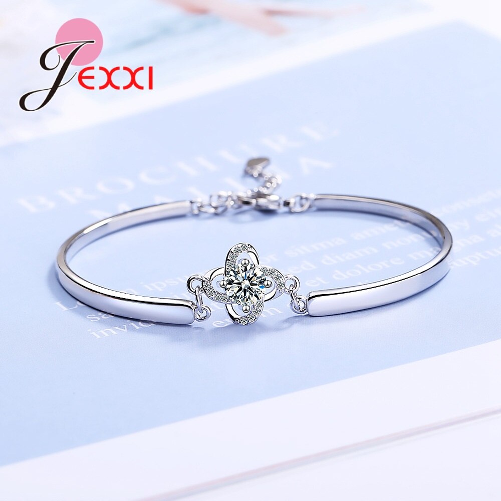 Aankomst Vrouw Mode Bangles Te 925 Sterling Zilveren Bloem Hanger Zirconia Sieraden Armbanden Mooie