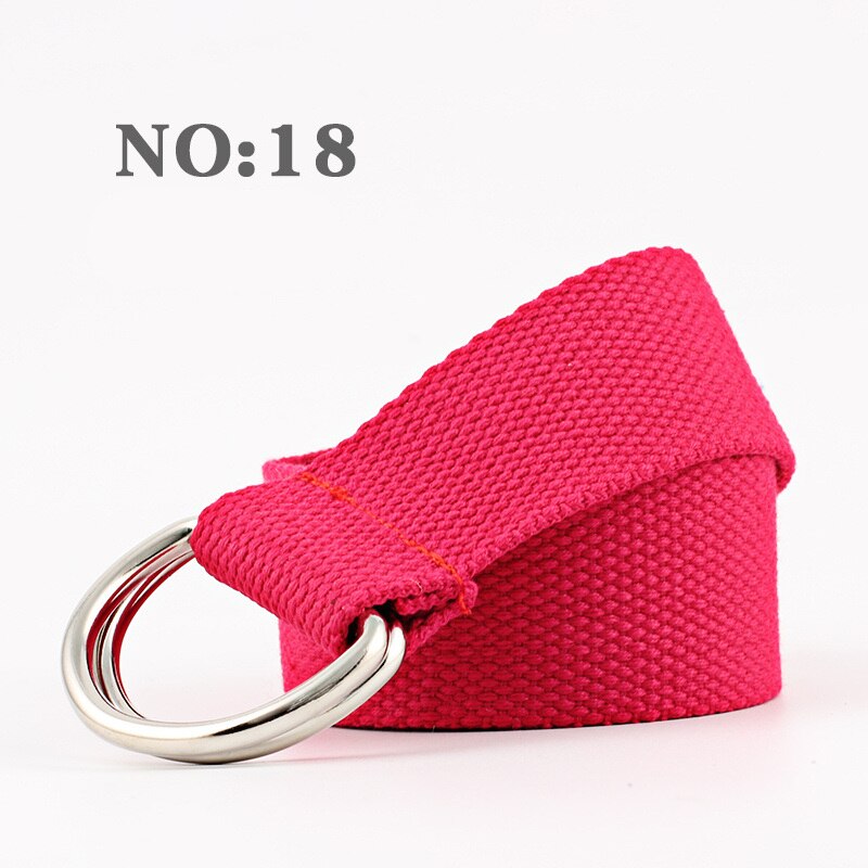 Frauen Neue Doppel Ring Leinwand Gürtel Streifen einfarbig Teenager Junge Mädchen Studenten Jeans Gürtel Lässig Band 125cm: Nein.18