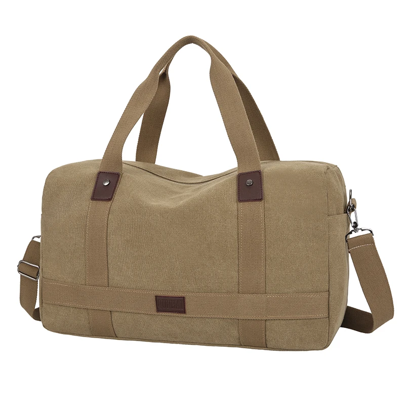 Mannen Reizen Canvas Handtas Multifunctionele opvouwbare tassen Handbagage Mannen Tote Grote capaciteit Weekend plunjezak Bolsas: Khaki