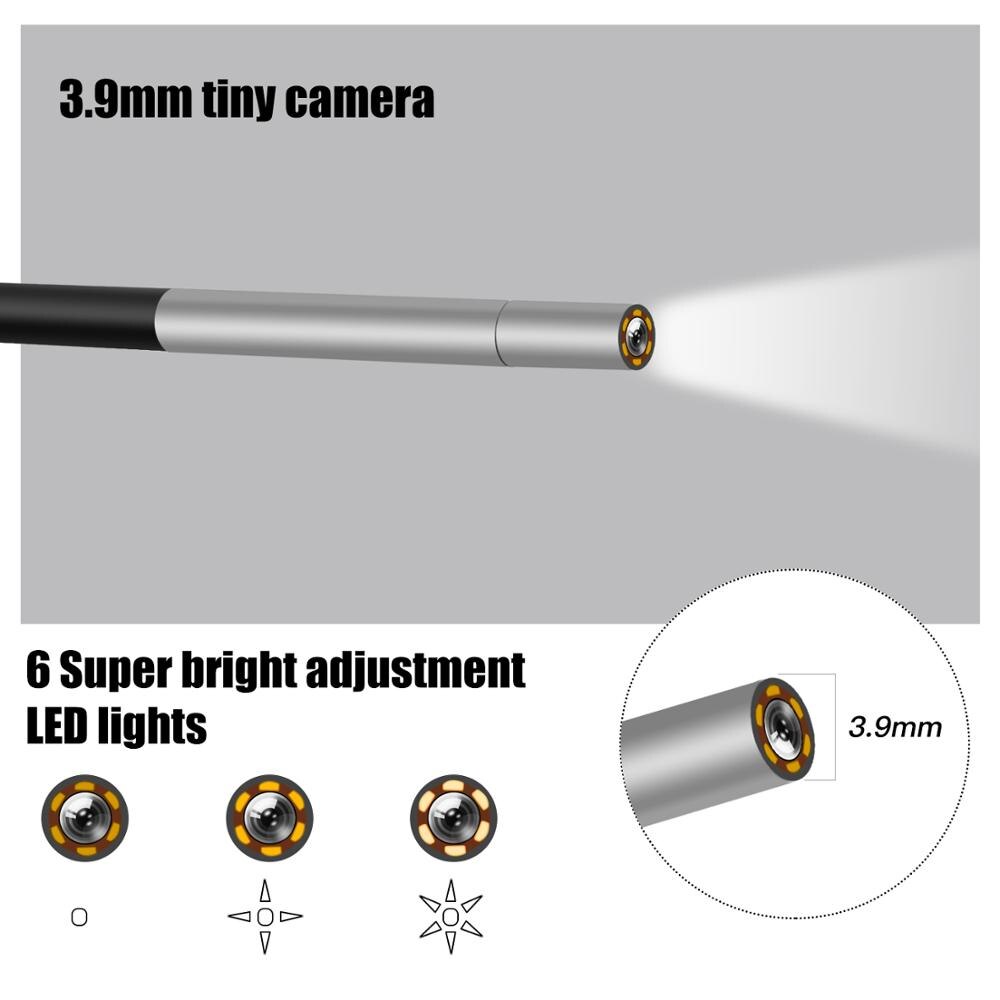 3.9 mm Industrial Endoscope Camera 1080P HD 4.3inch LCD Screen endoscope IP67 Waterproof borescope 8 LEDs 2600mAh Battery