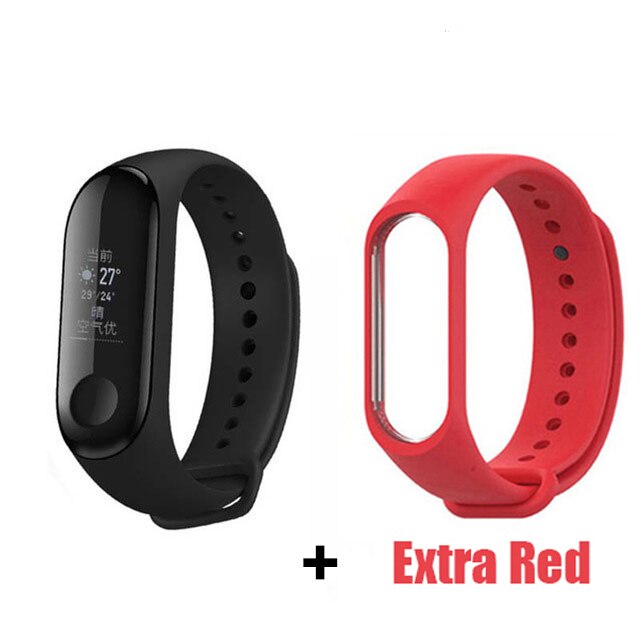 Xiaomi Mi Band 3 Fitness Tracker 50M Waterdichte Smart Band Smartband Oled Display Touchpad Hartslagmeter Polsbandjes Bracele: add red