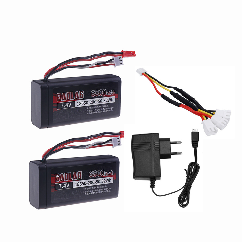 7.4V 6800mAh Li-ion Battery - 2S JST Plug - for UDIRC SG1603 SG1604 RC Cars: Light Grey