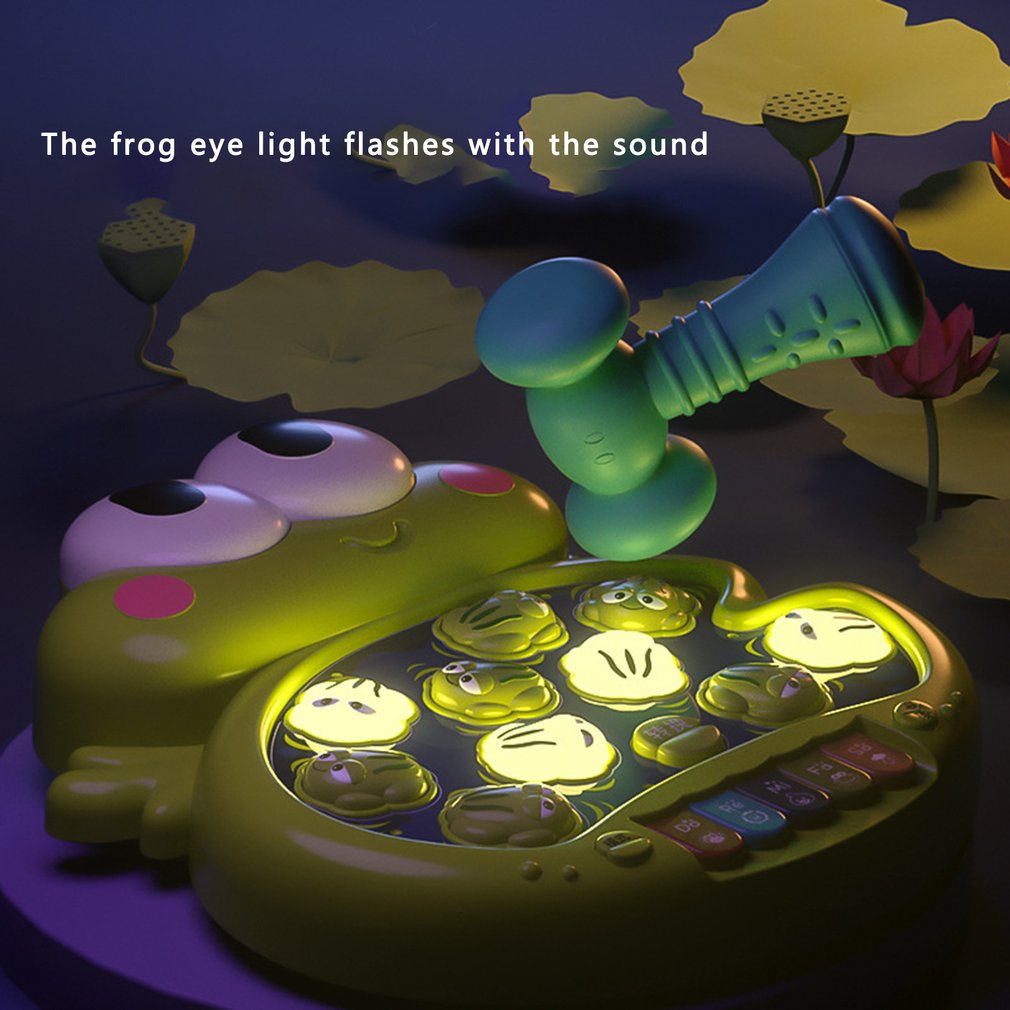 Frog Hit Hamster Percussion Game Machine Toy Frog Percussion Electronic Piano With Light Music Parent-child Interactive Toy