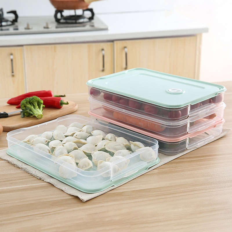 Container Airtight Food Preservation Tray Refrigerator Dumplings Storage Organizer Box with Lid FAS
