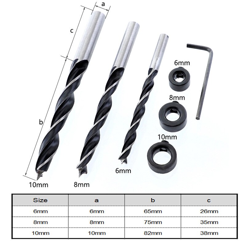 3 en 1 6/8/10/15 mm carpintería autocentrante plantilla guía de taladro localizador kit VoborMX