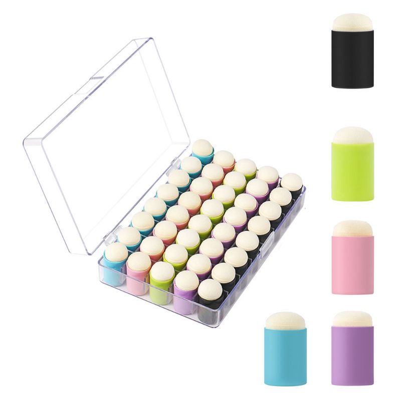 Esponjas para dedos con estuche de almacenamiento, paquete de 40 esponjas para dibujar, pintar, estampar, hacer tarjetas: MC