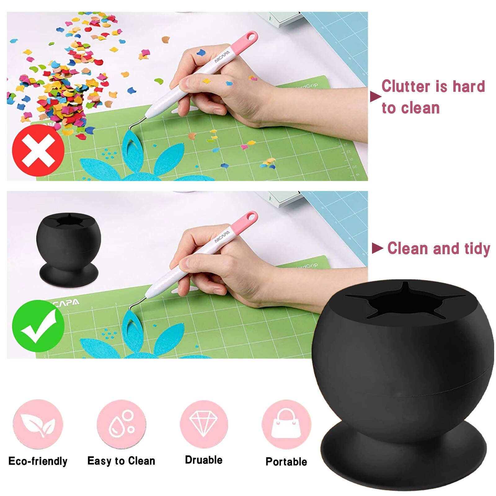 2PC Handicraft Waste Collector Suctioned Vinyl Weeding Scrap Storage Collector Craft Weeding Tool DIY Handicraft Storage Box