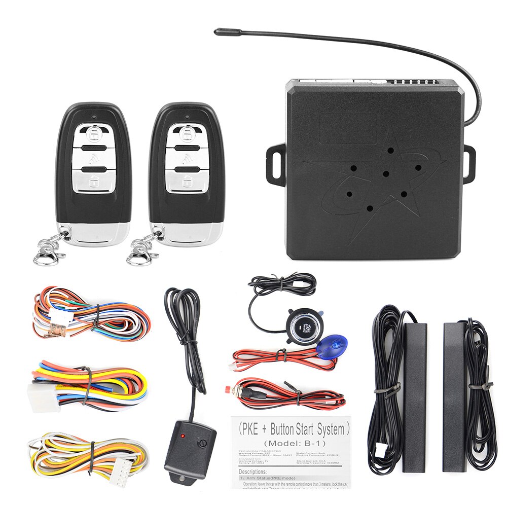 Auto Car Alarm Car Engine Push Start Button RFID Lock Ignition Starter Keyless Entry Start Stop Immobilizer Anti-theft System: C