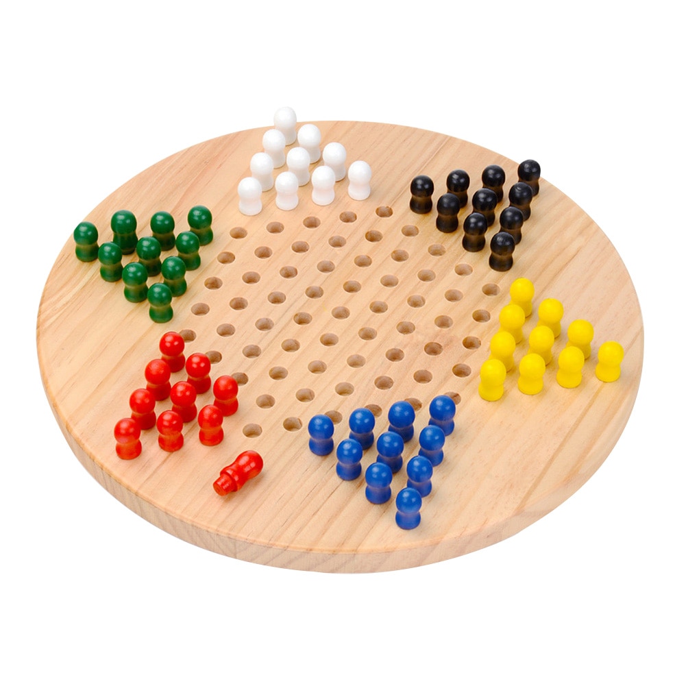 Jeu de société de dames chinois en bois 60 chevilles traditionnelles pour adultes enfants 6 joueurs M09: Default Title