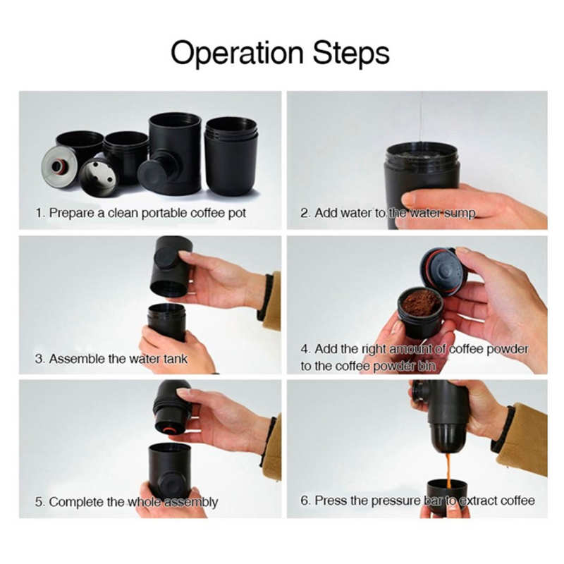 Draagbare Mini Koffiezetapparaat Hand Pers Koffie Machine Voor Home Office Travel Camping