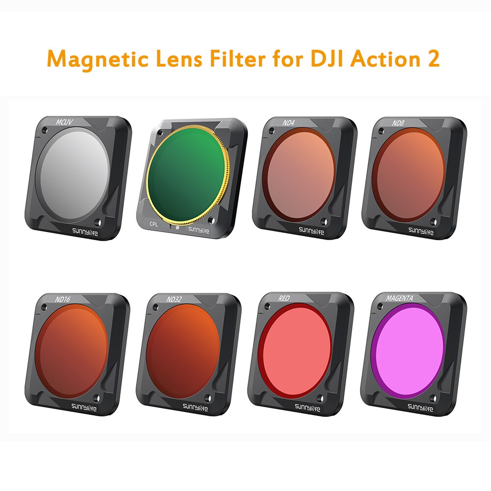 Magnetic Lens Filter for DJI Action 2 CPL UV ND 4 8 16 32 ND4-PL ND8-PL ND16-PL ND32-PL Filters Set Action Camera Accessories