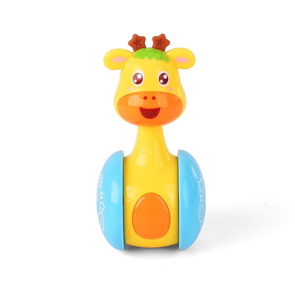 Cartoon Giraffe Tumbler Toy Giraffe Educational Toys Roly-poly Toy Shaking Bell for Vision Hearing Tactility Crawl Reach Ability