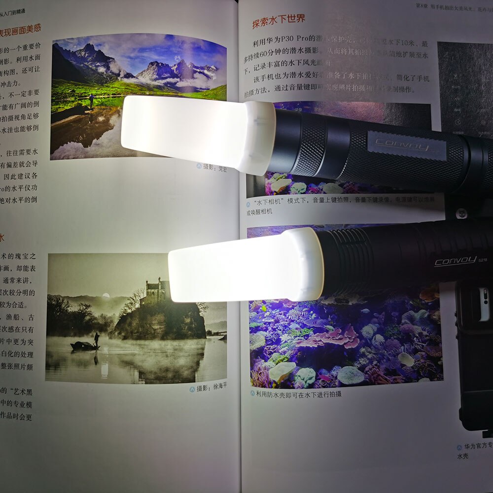 Convoy Flashlight White Diffuser for S21A/S21B Linterna Led Torch Flash Light for Camping Fishing Reading