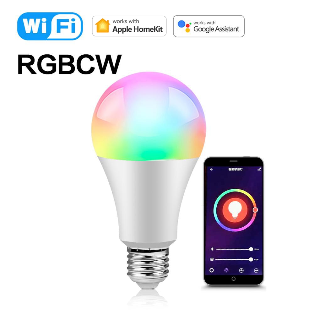 Stemmekontroll ledet-lampe  e27 110v 220v appkontroll smart hjem innendørs lys rgbww fjernkontroll ledet-pære wifi bluetooth smart lyspære