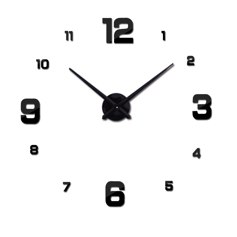 Clock Modern Wall Clocks Reloj De Pared Horloge Watch Decorative Quartz Living Room Acrylic Mirror Sticker: Black / 37inch