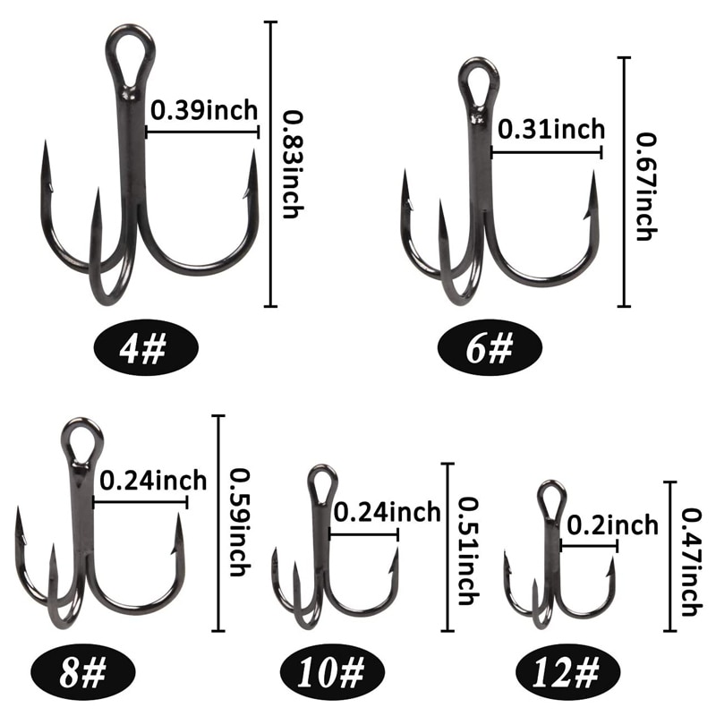 120 pièces/boîte Kit d'hameçons de pêche triples hameçons triples hameçon pour appât dur artificiel bar truite eau salée triple hameçons de pêche