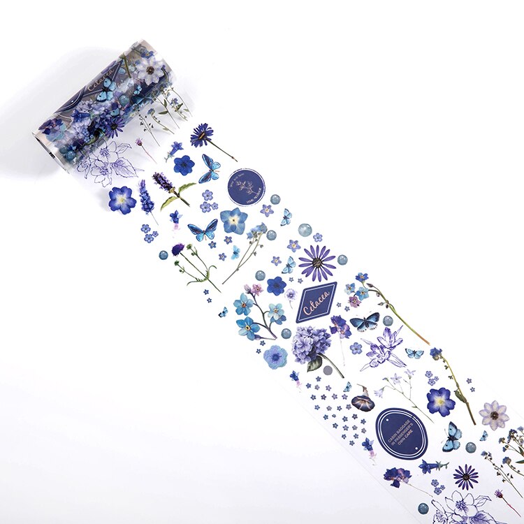 10cm*3m, botanical illustration diary paper tape PET transparent tape DIY scrapbook label label masking tape: C