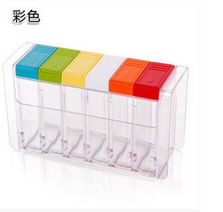 Kitchen supplies transparent plastic seasoning box seasoning bottle salt MSG seasoning jar storage box spice container ZP7051549: style B  colorful