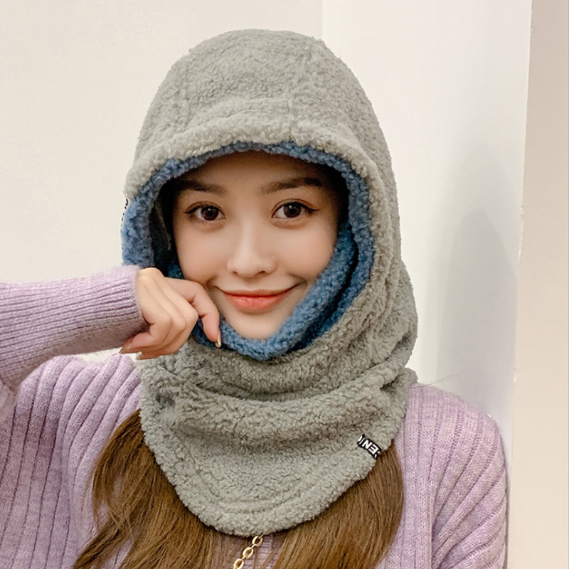 Female Fleece Hat Winter Korean Style Tide Plus Velvet Warm Earmuffs Wool Hats Woman Outdoor Cycling Cold Cap: 9