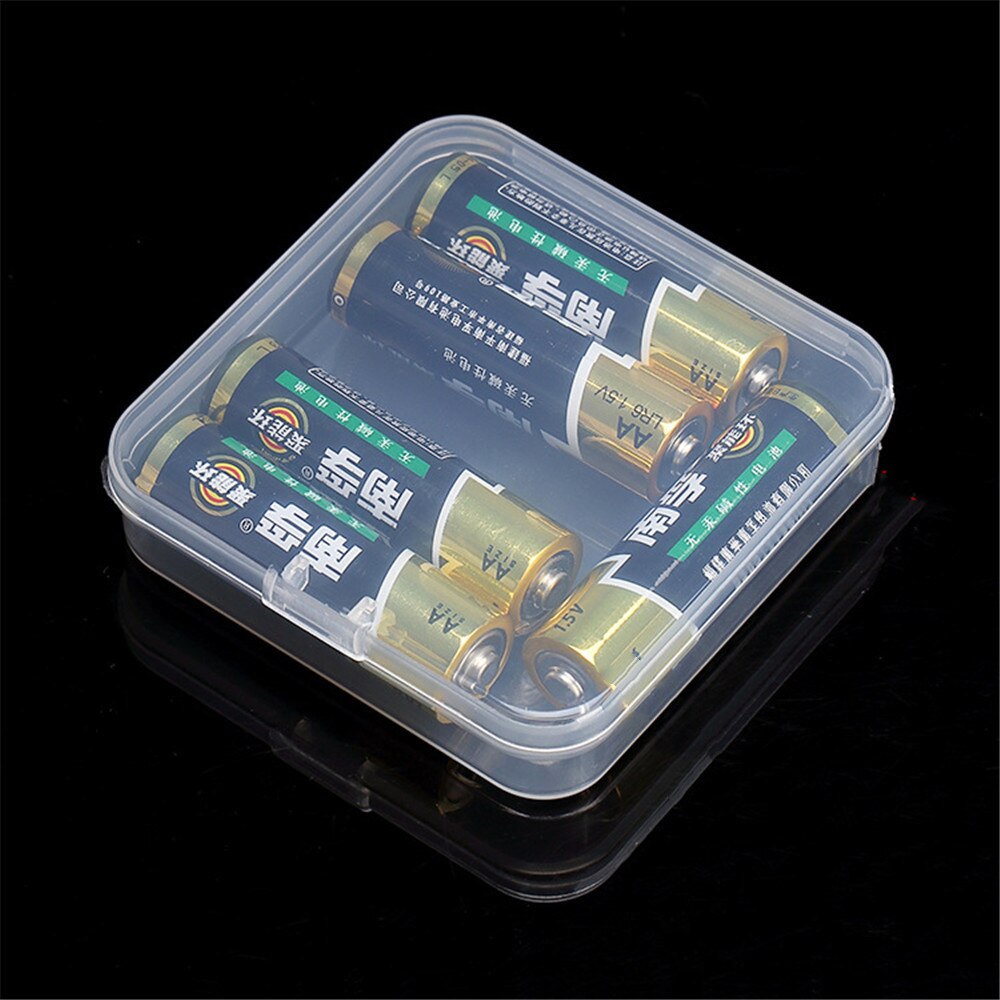 1pc Small Square Transparent Plastic Battery Storage Boxes Finishing Container Packaging Storage Case Organizer for AA