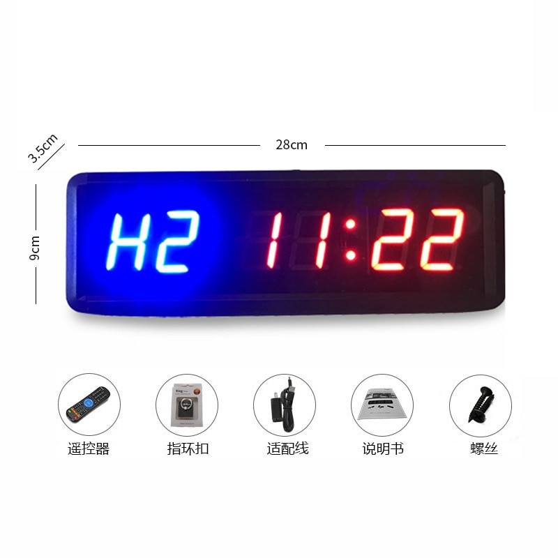 1.5 Inch 6 Digit Led Gym Workout Timer Boksen Voor Fitness Interval Programmeerbare Count Down/Up Stopwath Real Time klok