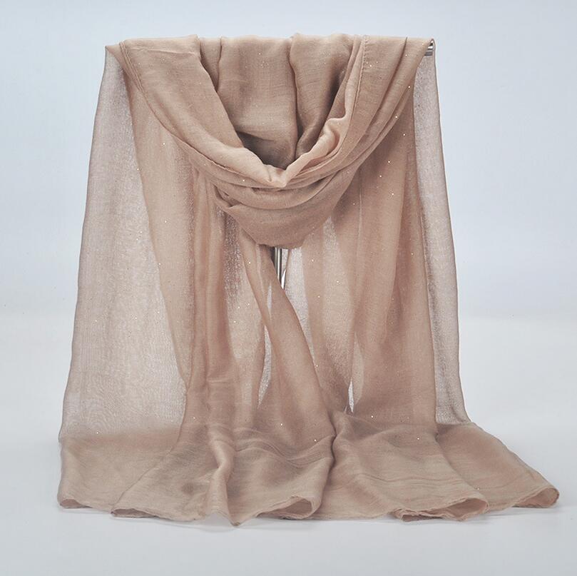 1 Pcs Plain Hijaabs Voor Vrouwen Viscose Solid Shawl Glitter Gouden Sjaal Moslim Hoofd Wrap Elegante Sjaals 20 Kleuren Plus size: khaki