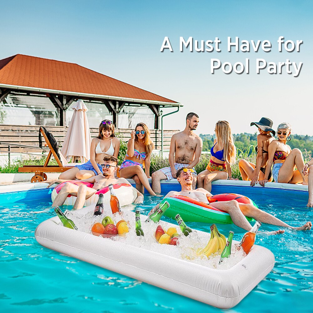 Inflatable Ice Serving Buffet Bar with Drain Plug Salad Drinks Cooler Food Fruit Containers Floating Tray BBQ Inflatable Cooler