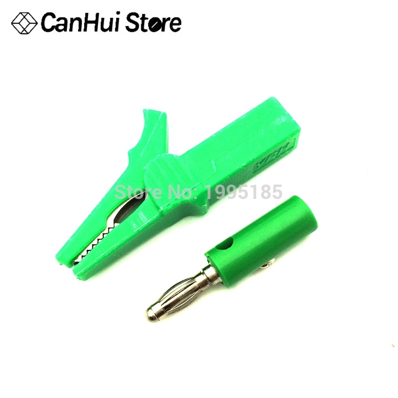 2 sets 55 MM Alligator clip + BANAANSTEKKER, test probe met 4mm Banaan Plug Kabel Clips: Green