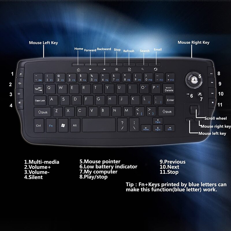 SeenDa-miniteclado sin cables para ordenador portátil y PC, teclado portátil multifunción con Trackball Air Mouse, decente, 2,4G