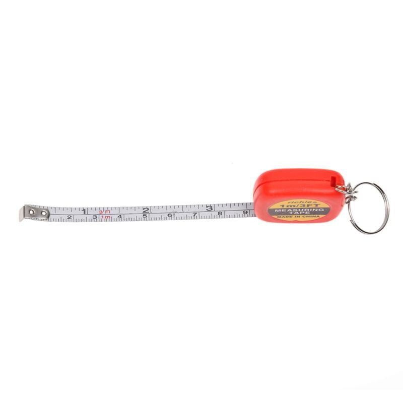 2 Pcs Multifunction Red Case 1 Meter 3 Feet Mini Tape Measure w Key Ring